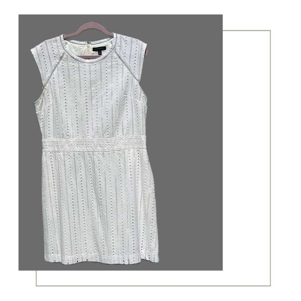 White Lace Sheath Dress with Pockets